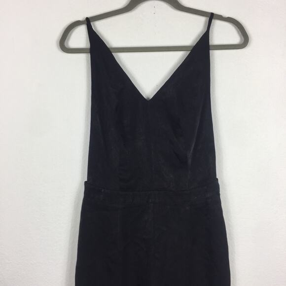 Nasty Gal Black Satin Open Back Surplice Cocktail Tapered Jumpsuit Small - Picture 3 of 12